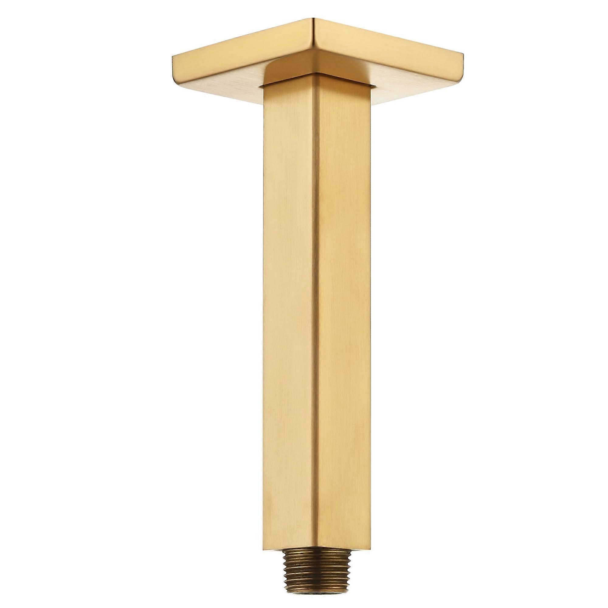 Ceiling Mounted Shower Arm Champagne Bronze Square 6 Inch for Overhead Rainfall Head