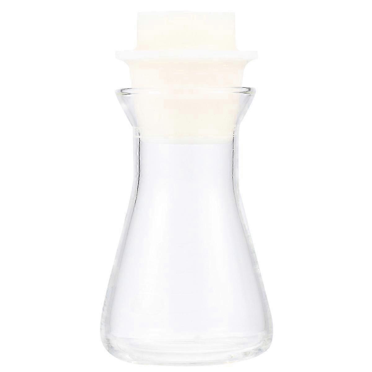 Glass Flask Conical Flask with Cork for Chemistry Experiment 4Pcs