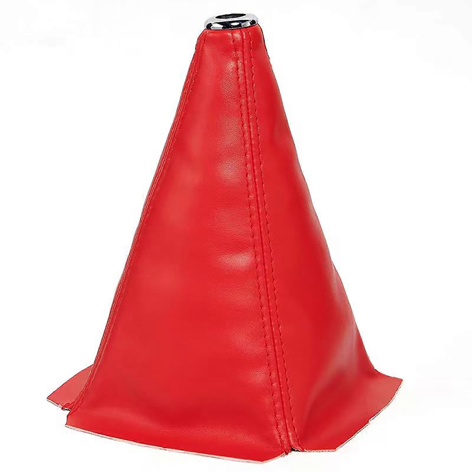 Universal Leather Car Gear Shift Knob Cover and Boot, Red, Wear-Resistant with Dust Protection