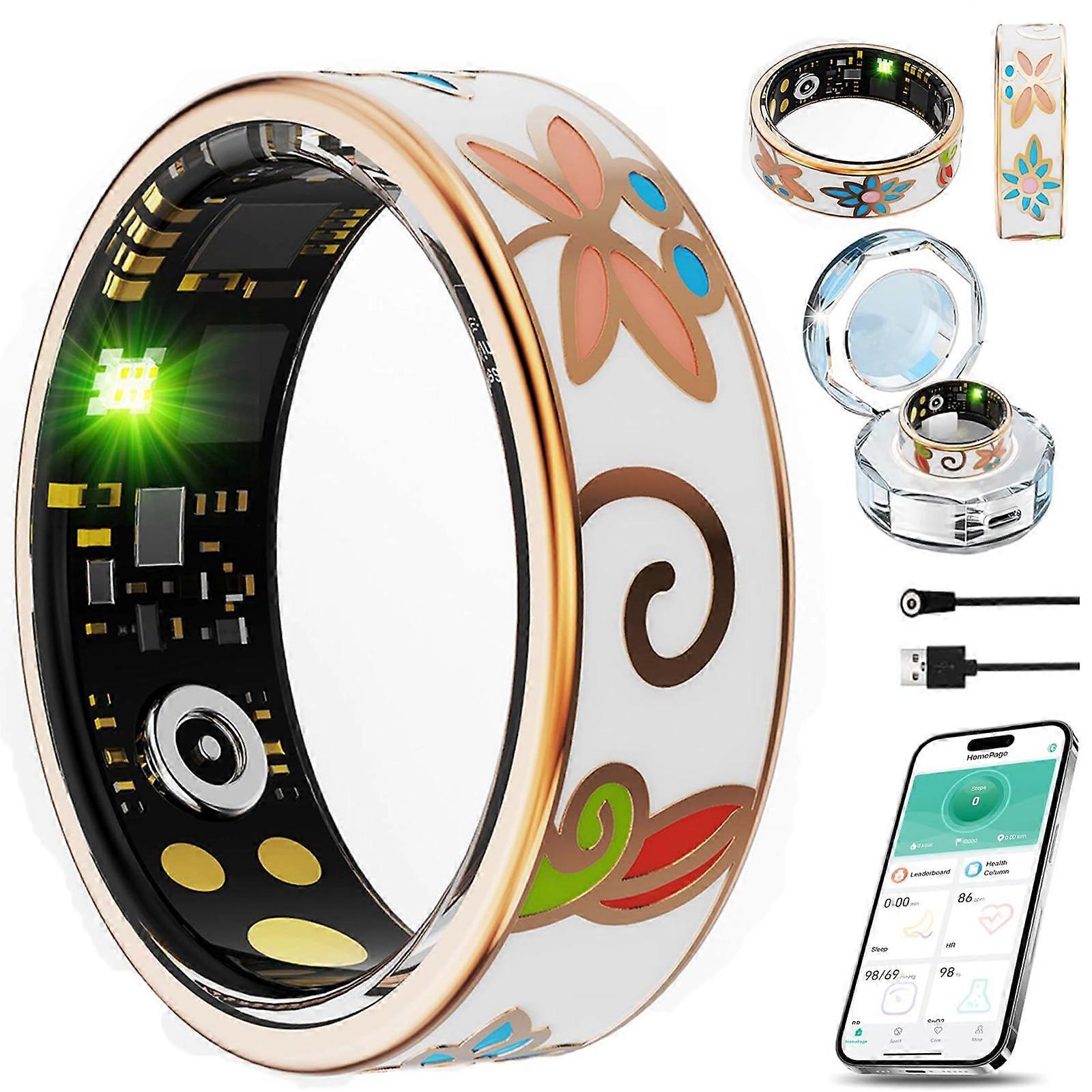 Smart Ring with Heart Rate Sleep Blood Oxygen Tracking IP68 Waterproof Enamel Finish #7