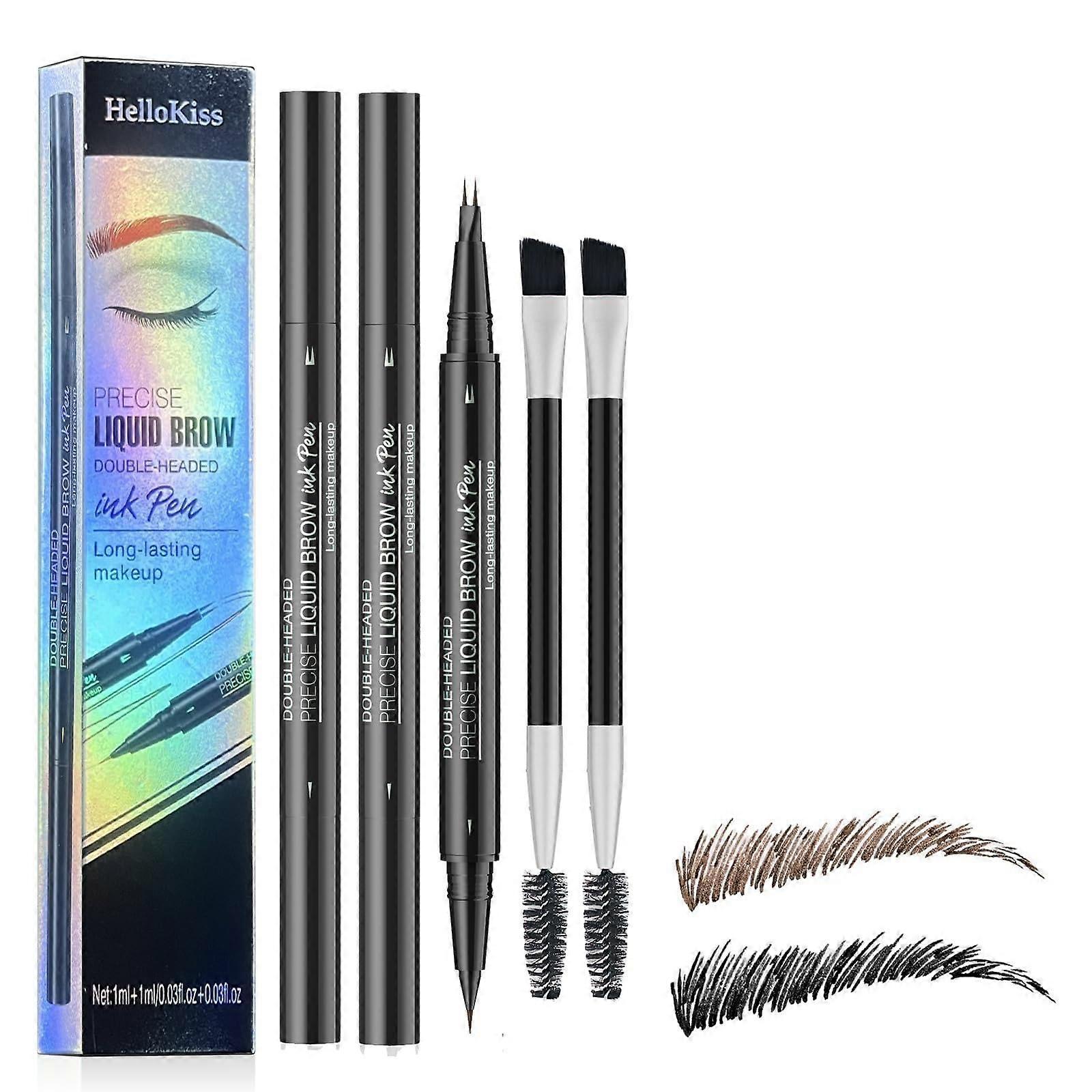 2PCS Microblading Eyebrow Pencil Waterproof Smudgeproof Dual Tip for LongLasting Brows Brown Black