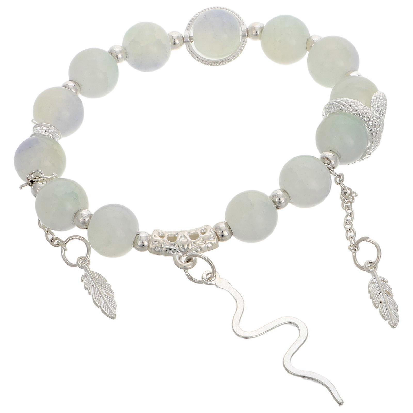 Violet Beaded Bracelet Silver Snake Charm for Wrist Decor
