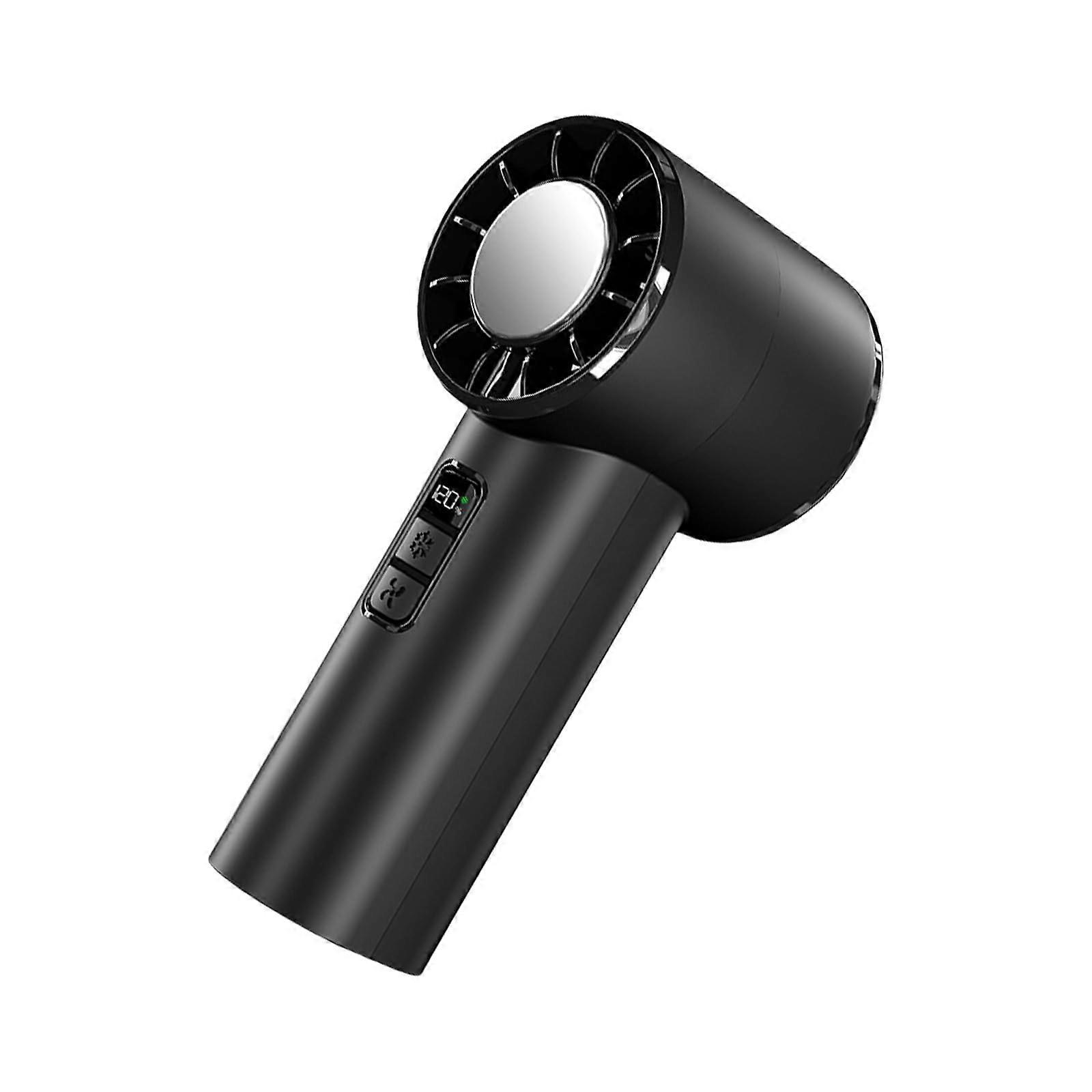 Portable Handheld Fan USB Rechargeable 2000mAh Battery LED Display Adjustable Speed Cooling Black