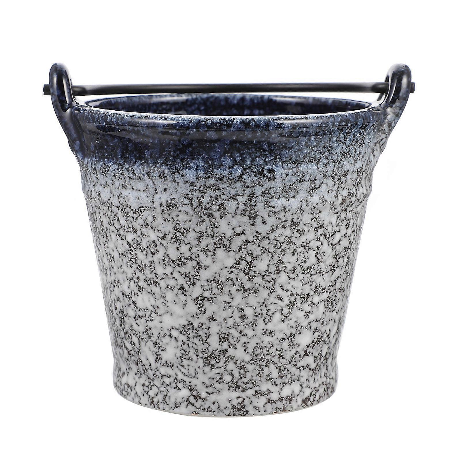 White Ice Bucket Ceramic Ice Cooler for Storage 1Pcs Snack Container