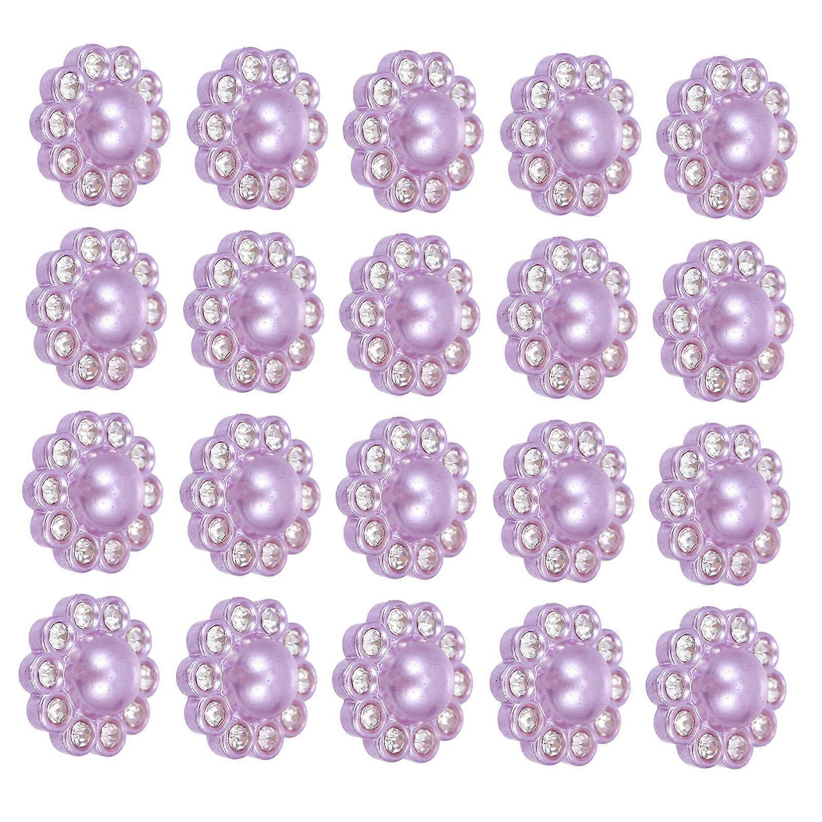 Pearl Crystal Button Rhinestone Button for Decoration 50Pcs Diamond Studded
