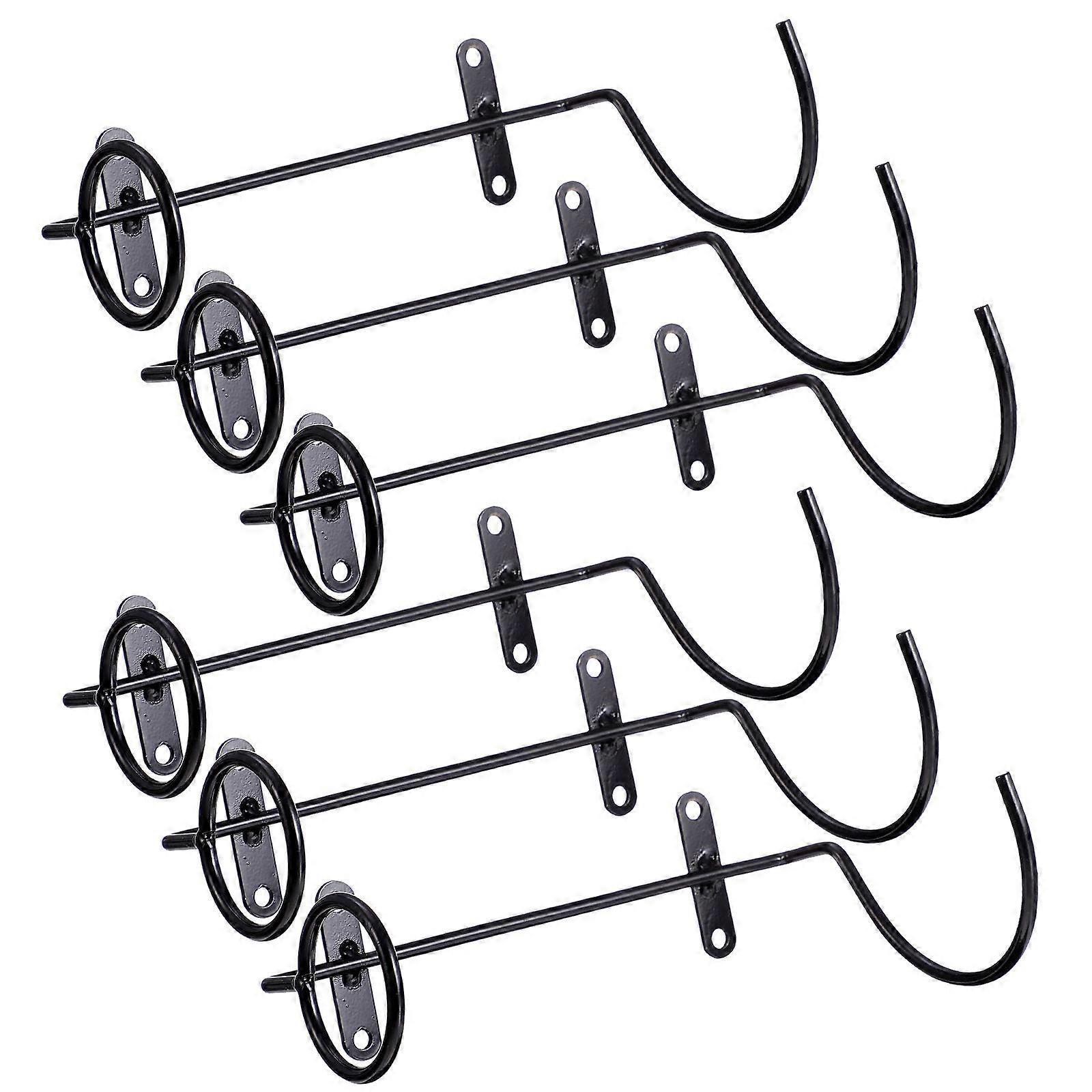 Simple Design Iron Wall Mounted Racks 6Pcs Black Holder For Space Saving Home Decor