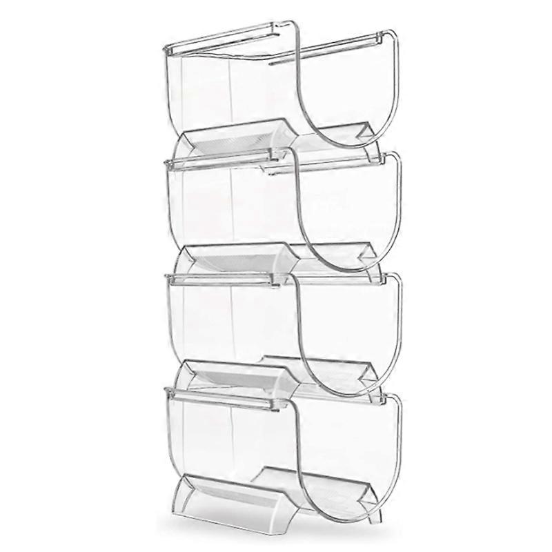 4Pcs Clear Stackable Wine Bottle Holder for Fridge and Pantry Storage Organizer Set