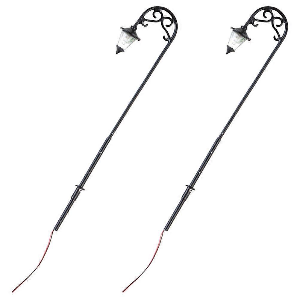 Sand Table Model Accessory Garden Lamp Model for Decoration 2Pcs Black