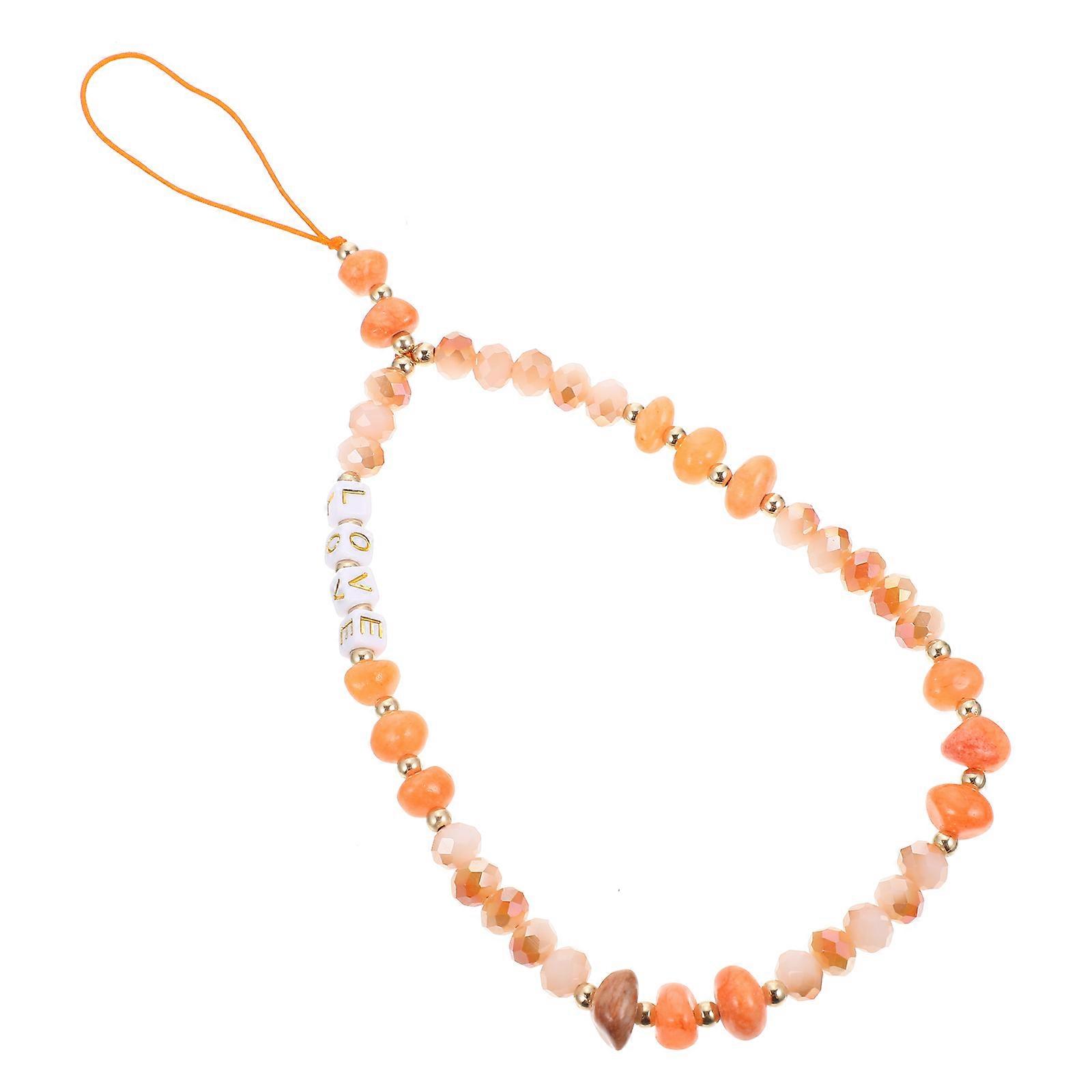 Phone Strap Mobile Phone Lanyard Orange Crystal for Decor