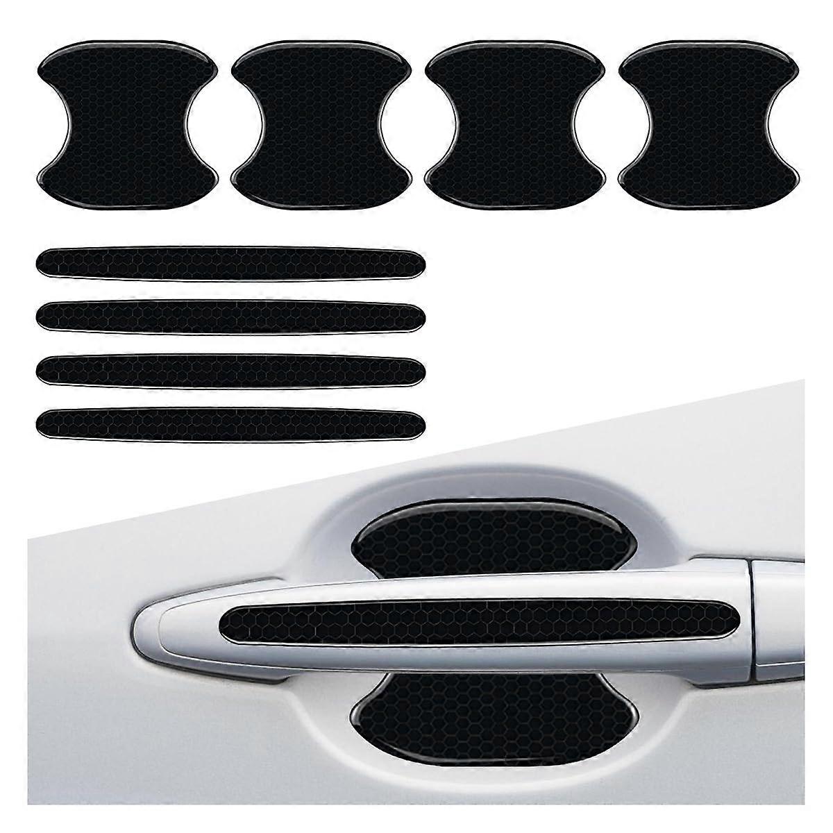 8PCS Car Door Handle Protector Reflective AntiScratch Bowl Covers Universal Waterproof Black