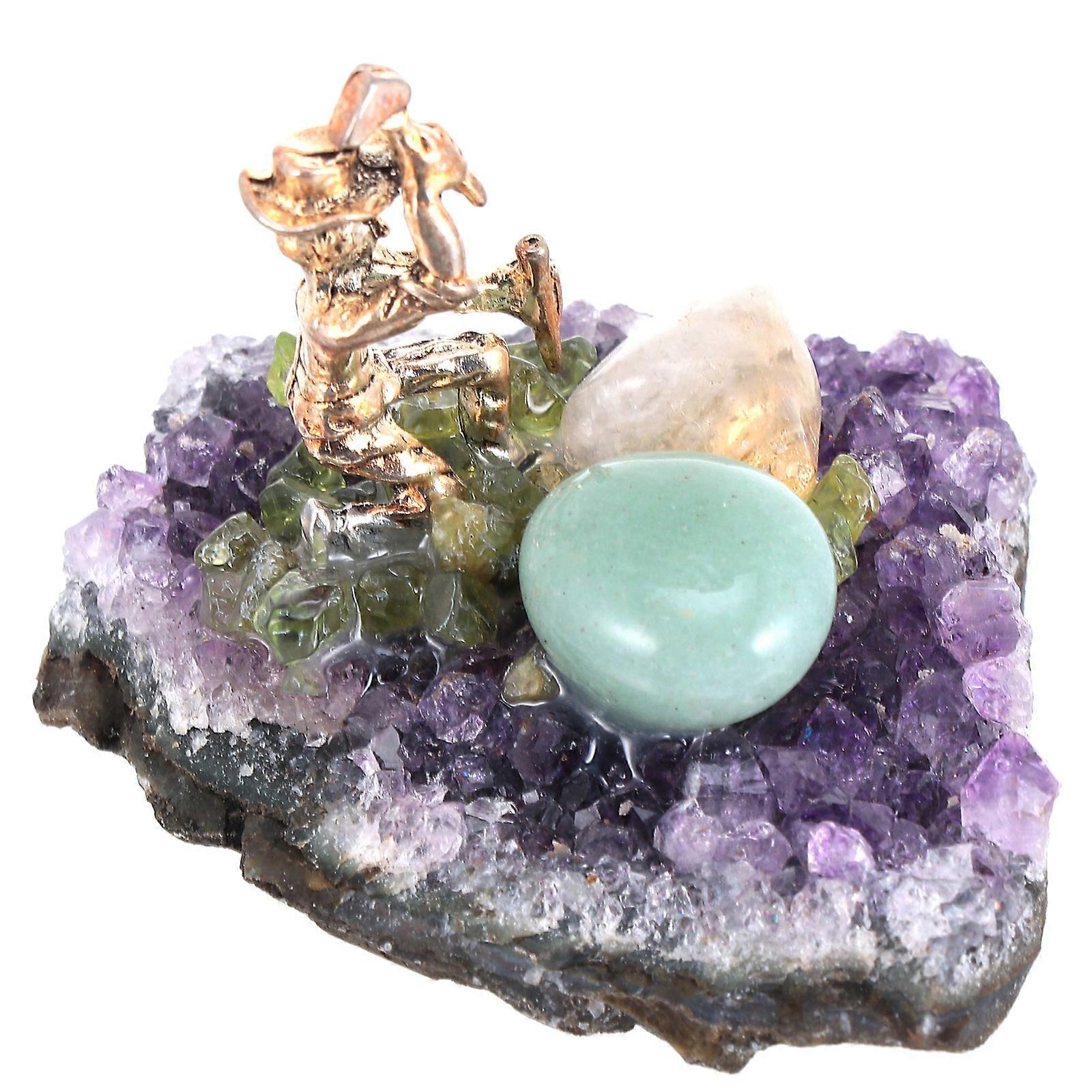 Natural Amethyst Cluster Miner Figurine Decor for Display 2Pcs Set
