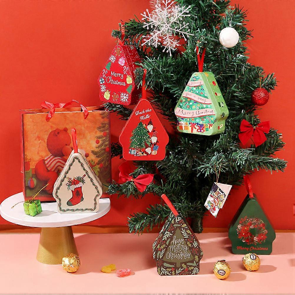 4Pcs Christmas Candy Tin Box for Gift Giving Assorted Color