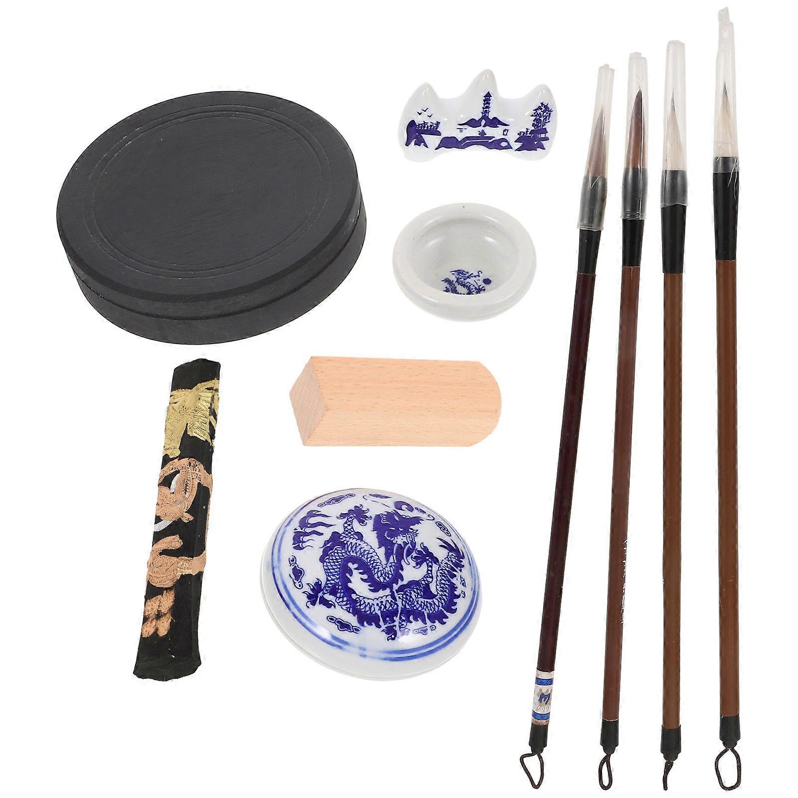 Chinese Calligraphy Set Ink Brush for Practicing 2Sets with Ink Stone for Students