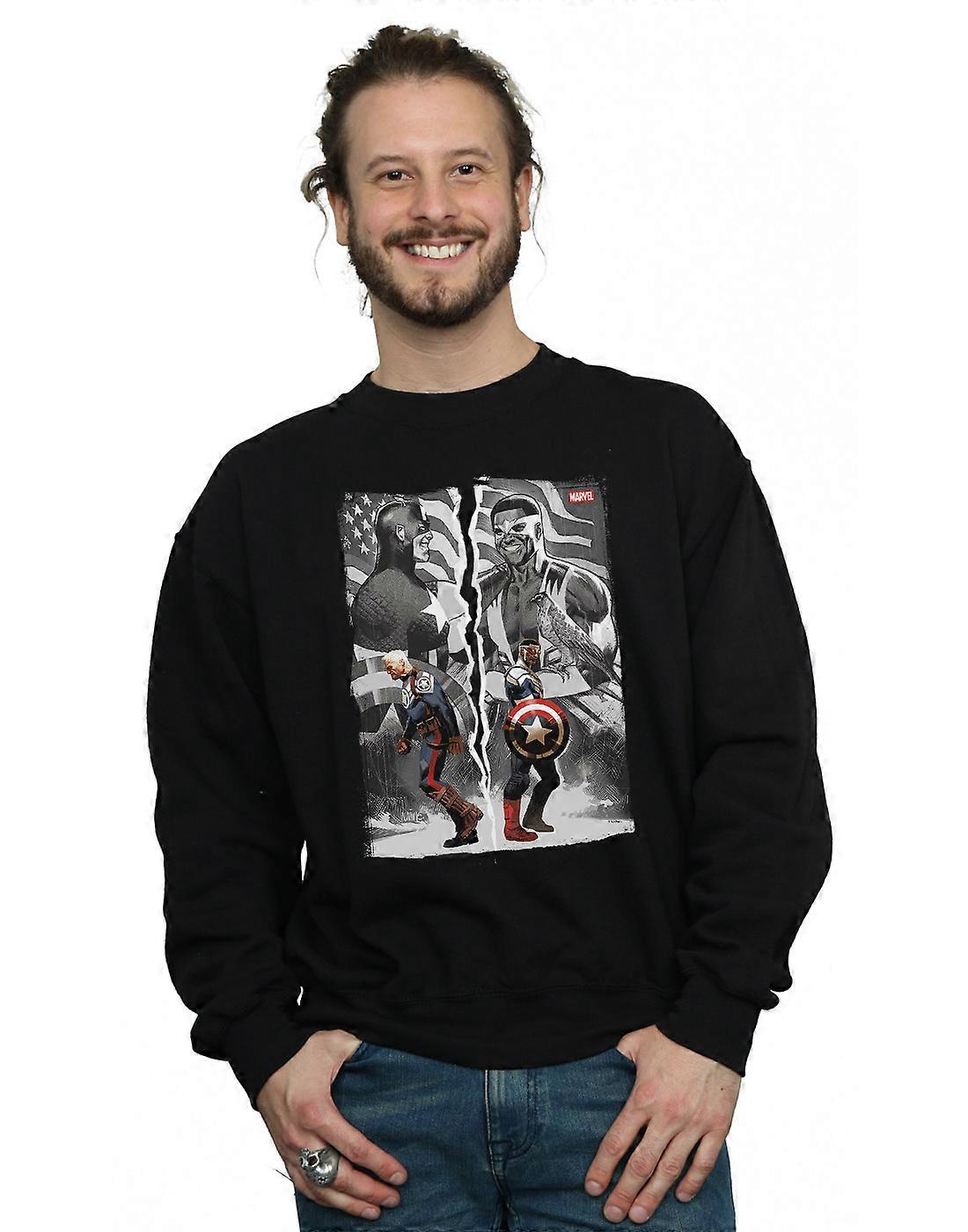 Marvel Men's Falcon y Capitán América Split Sudadera
