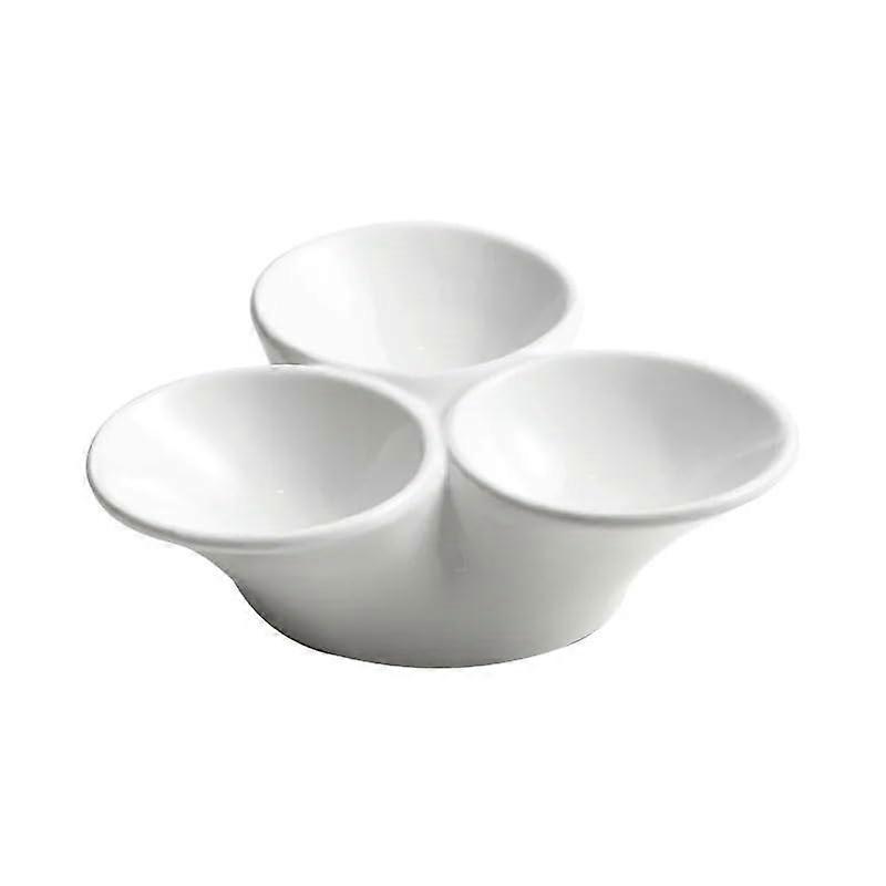 Ceramic Serving Plate White ThreeGrid Snack Tray for Appetizer Dessert Cold Dish Party Use