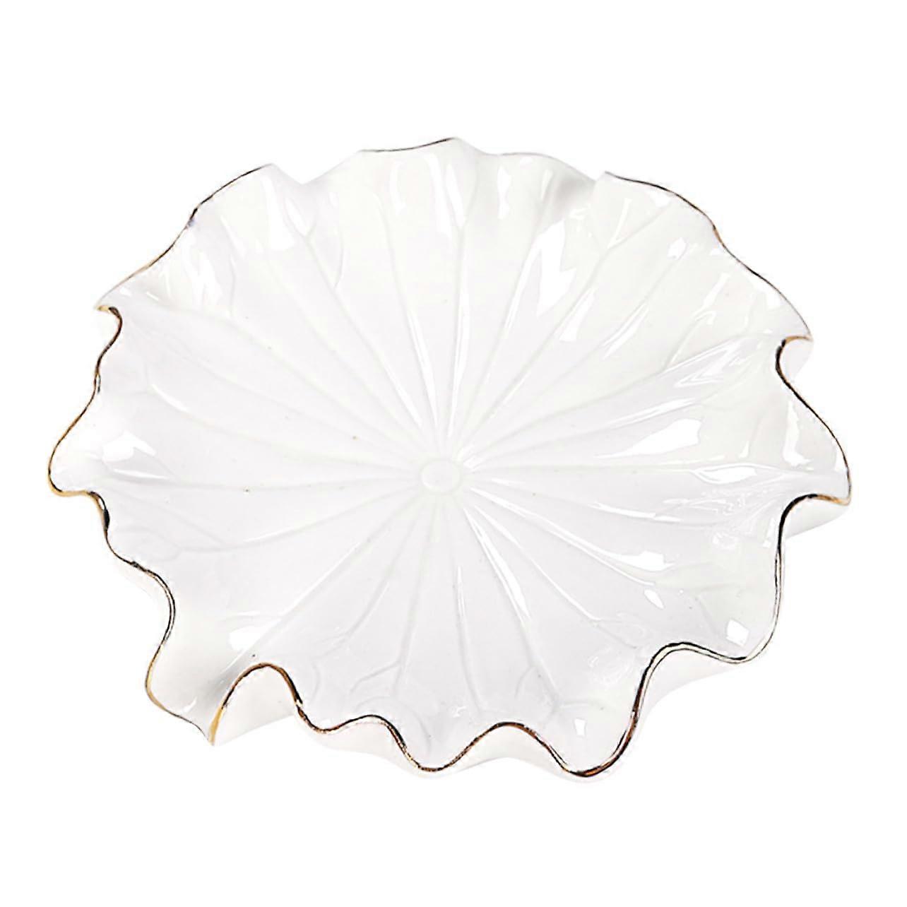 Ceramic Soap Dish with SelfDraining Lotus Leaf Design for Bathroom Sink and Kitchen Organizer White