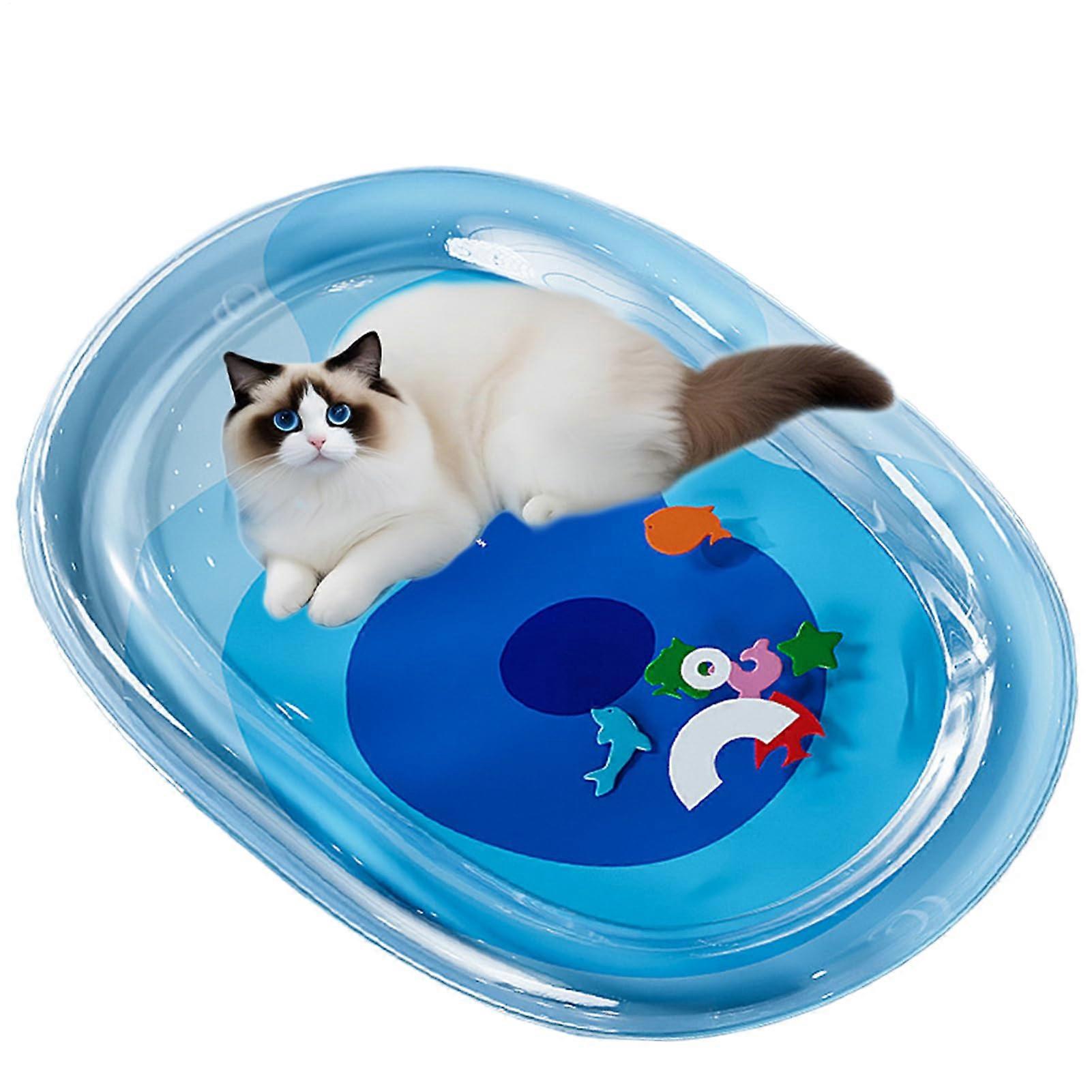Cooling Mat for Dogs and Cats with Builtin Swimming Fish, Foldable Waterproof Pet Cooling Pad