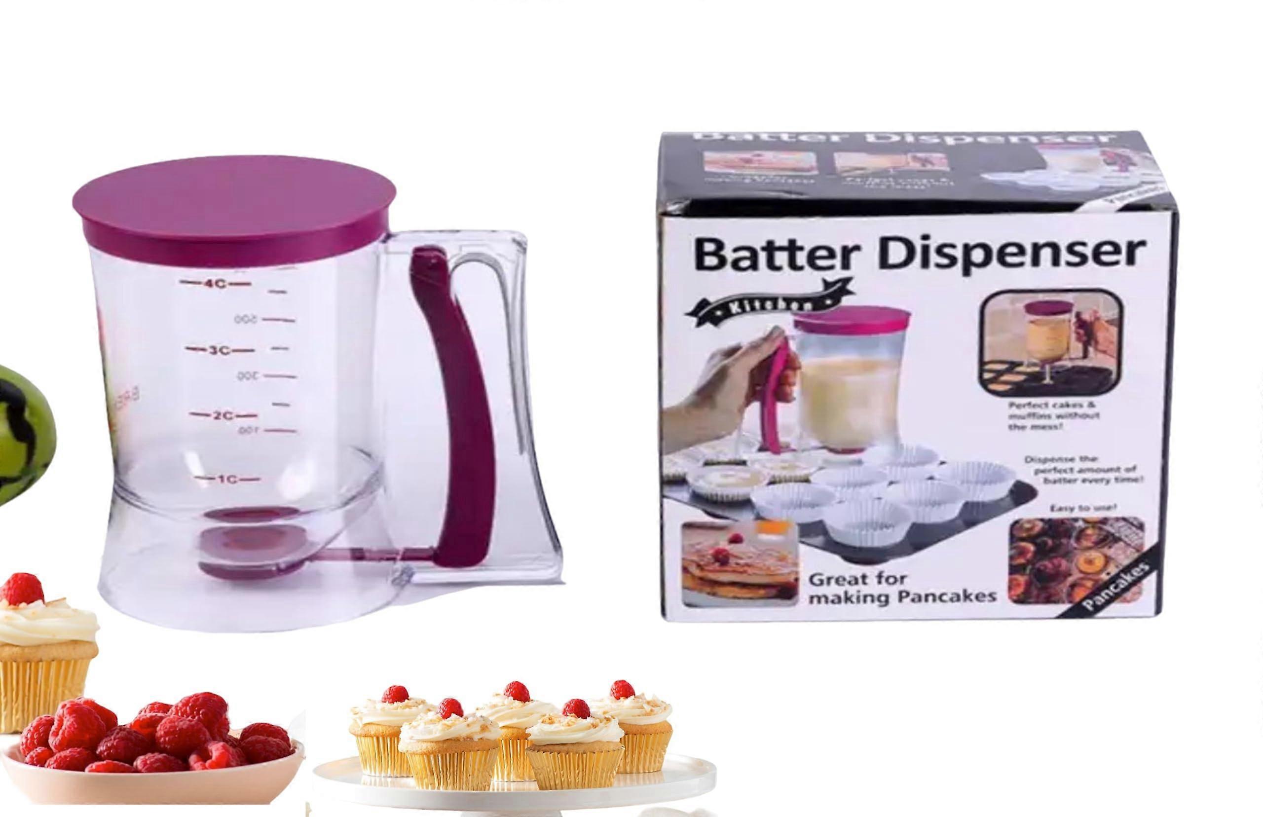 Pancake Batter Dispenser with Spring Handle, Mess Control for Waffles Cupcakes, Purple