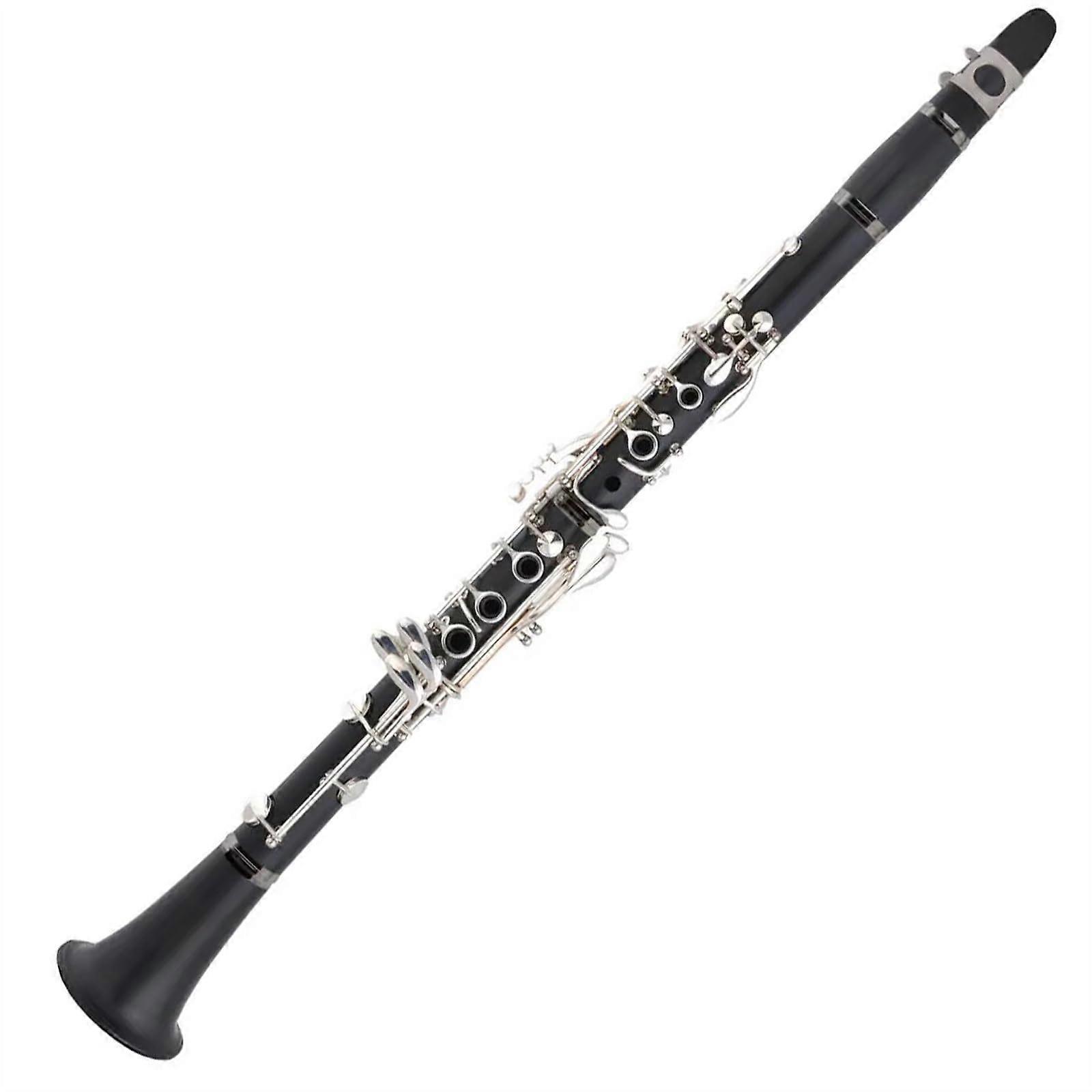 Bb Clarinet 17 Keys Bakelite Body with Silver Plated Keys and Case for Student Beginners