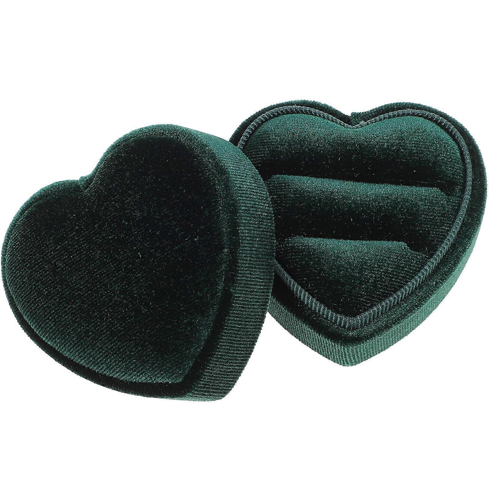Proposal Ring Box Heart Shaped for Storage Use Green Jewelry