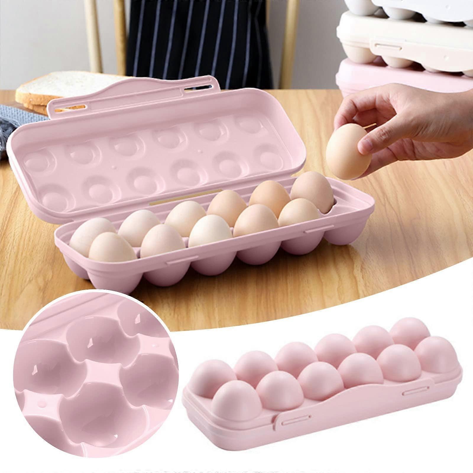 Egg Storage Container 12 Grid Stackable Clear Plastic Egg Holder for Refrigerator with AntiCrack Slots
