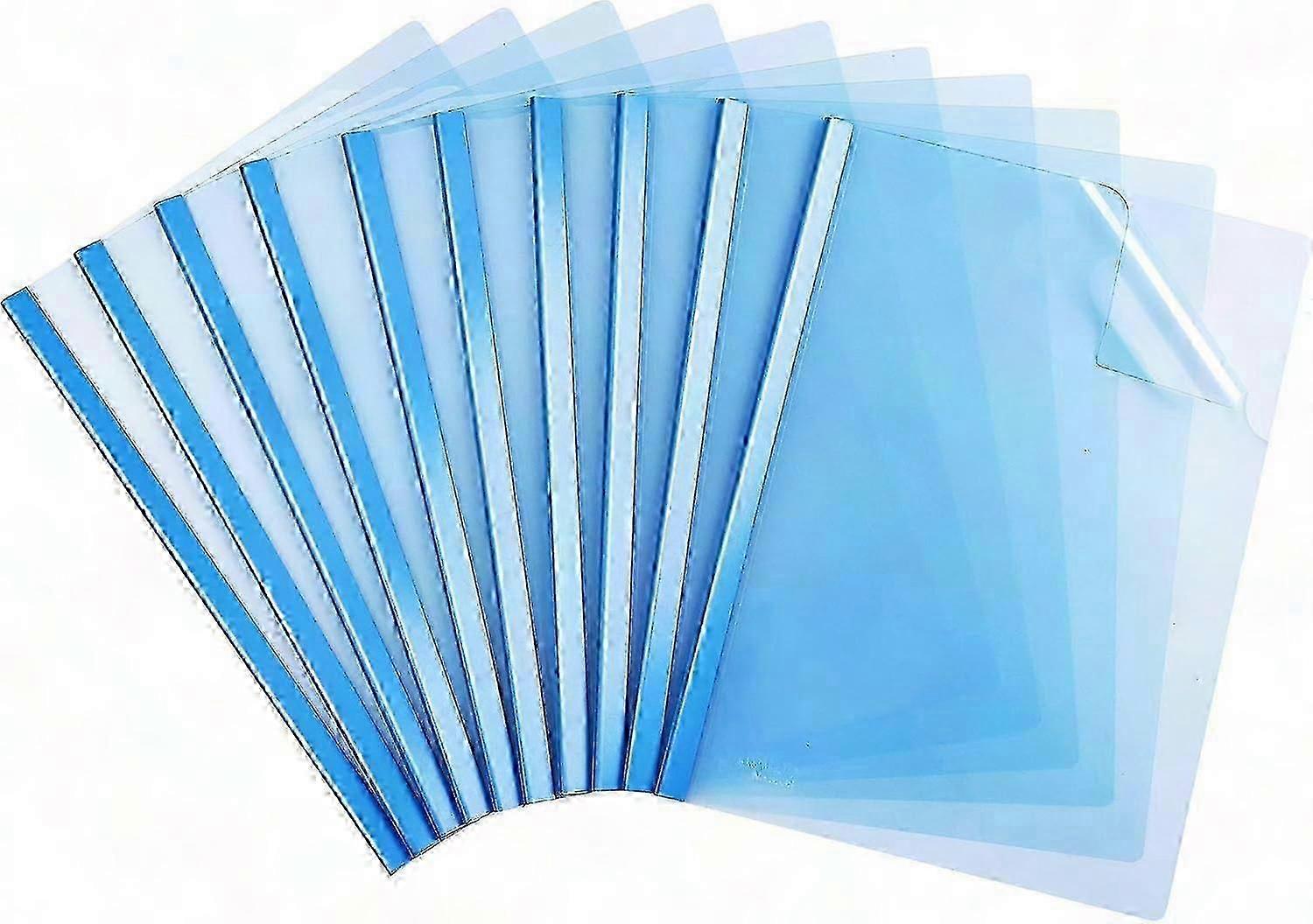 A4 Transparent Report Covers with Slide Bar - 10 Pack, Blue Trim