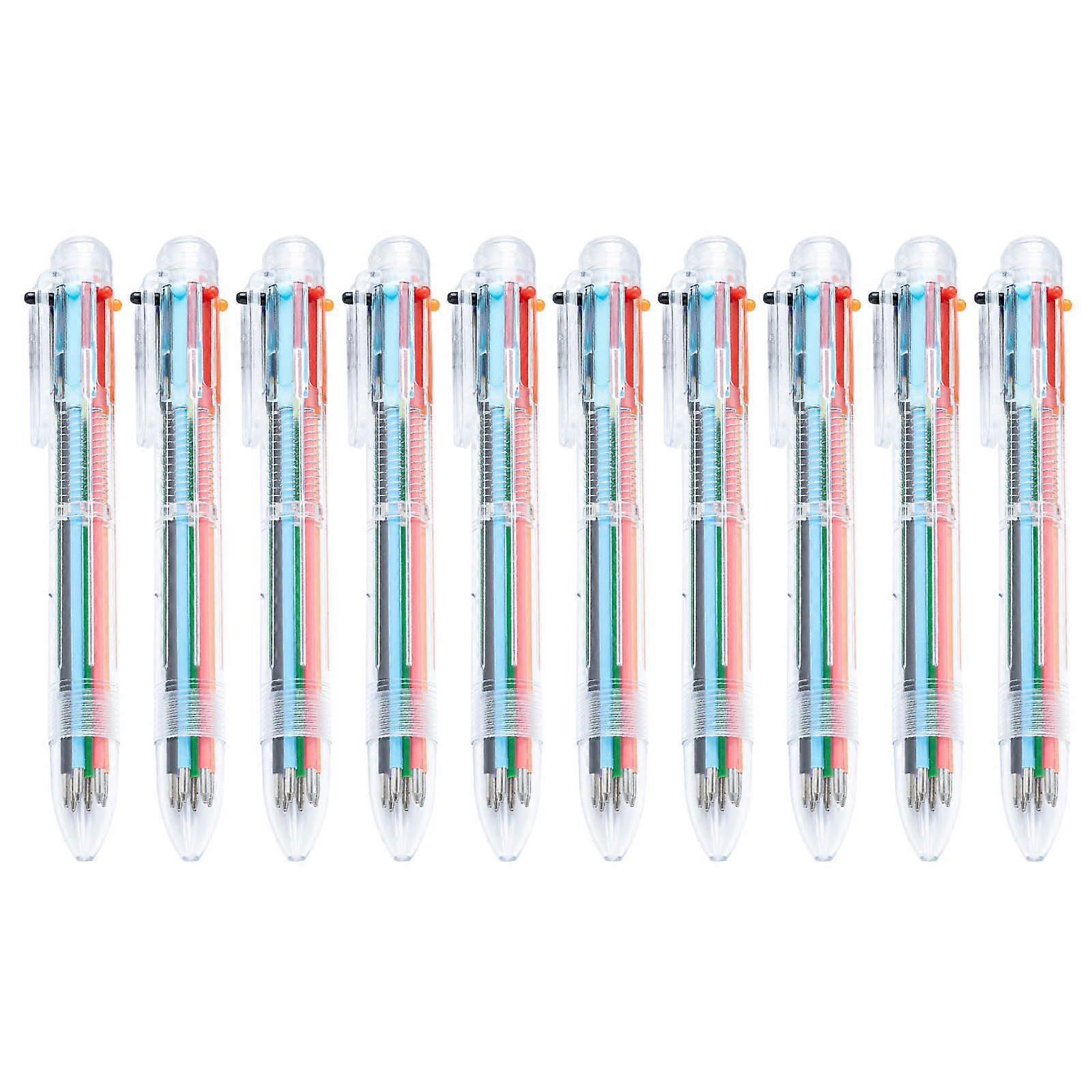 10Pcs Multicolor 10in1 Ballpoint Pen 1.0mm Retractable Writing Pen for Journaling and Color Coding