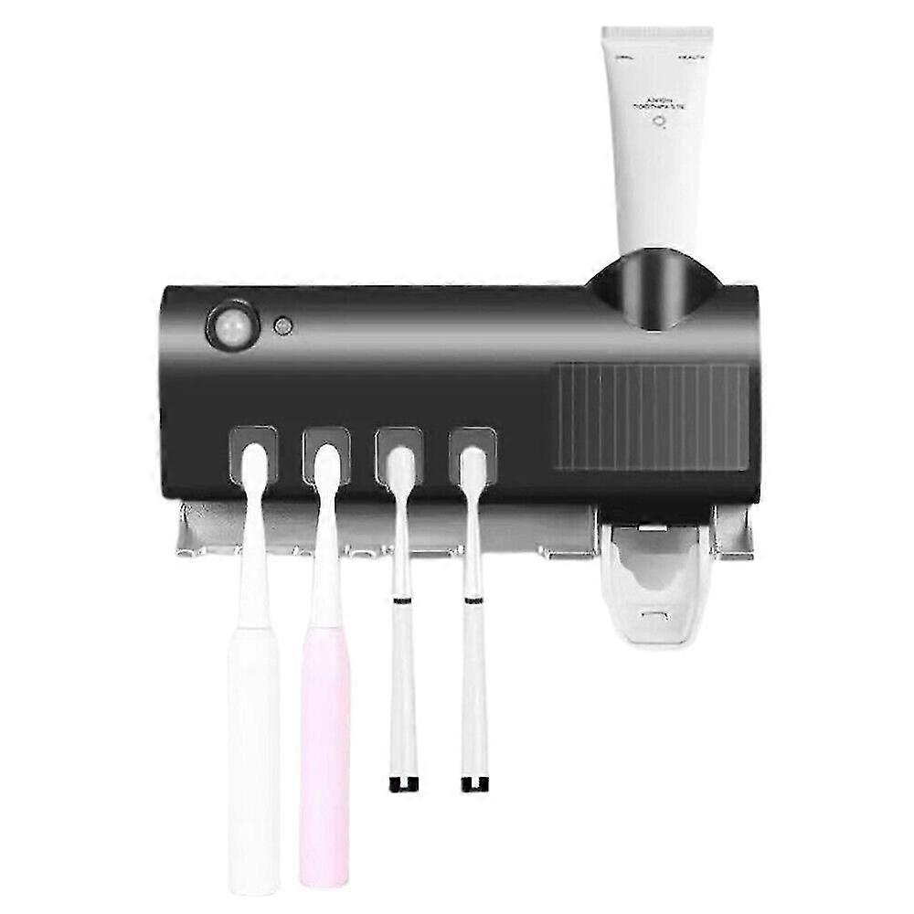 Smart Toothbrush Uv Light Sterilizer Holder Toothpaste Dispenser Wall Mount