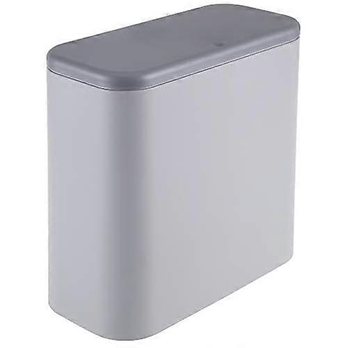 10L Light Grey Kitchen Trash Can with Pressing Lid, Builtin Cabinet Garbage Bin, Easy Clean