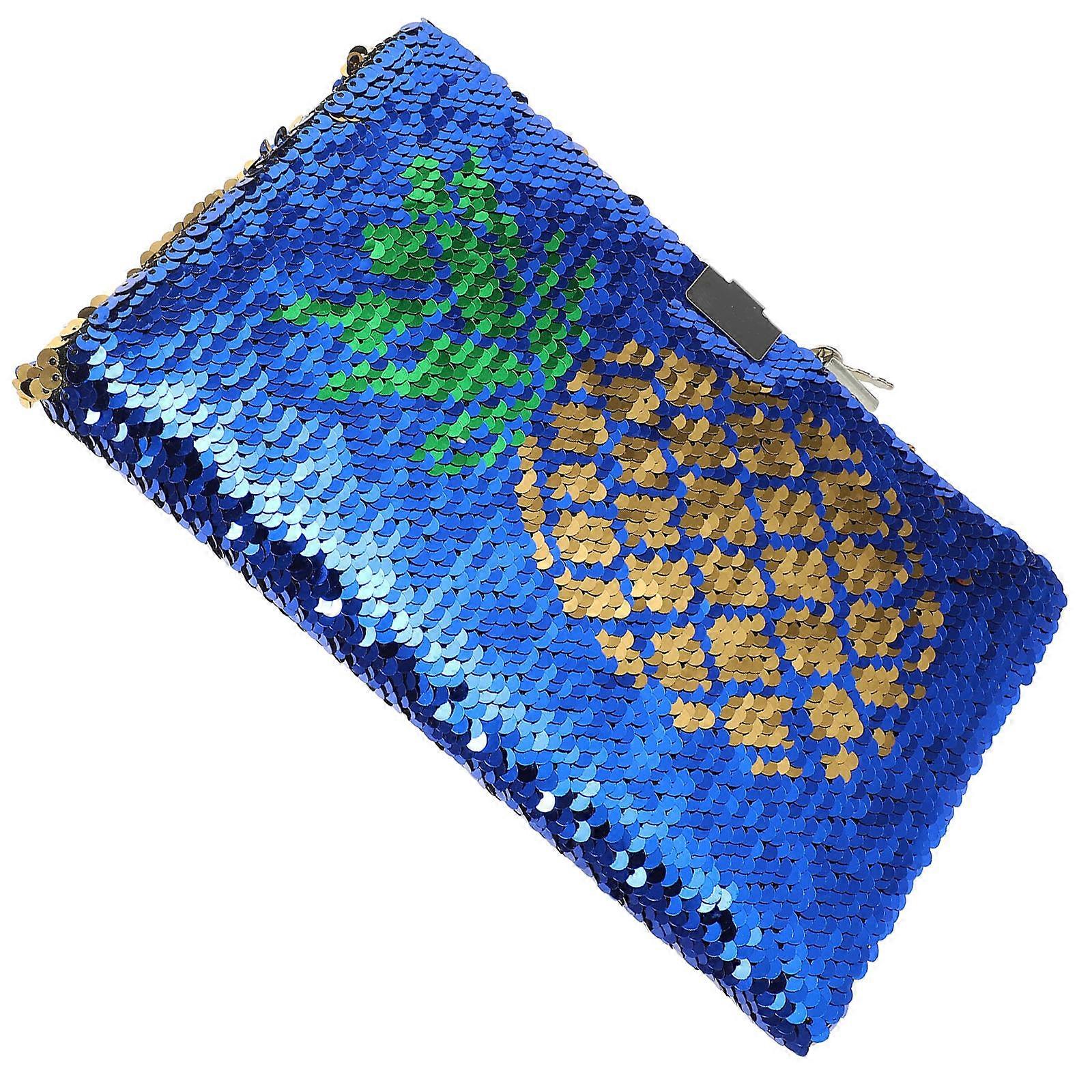 Lockable Sequin Notebook for Writing Blue Glitter Diary Cover