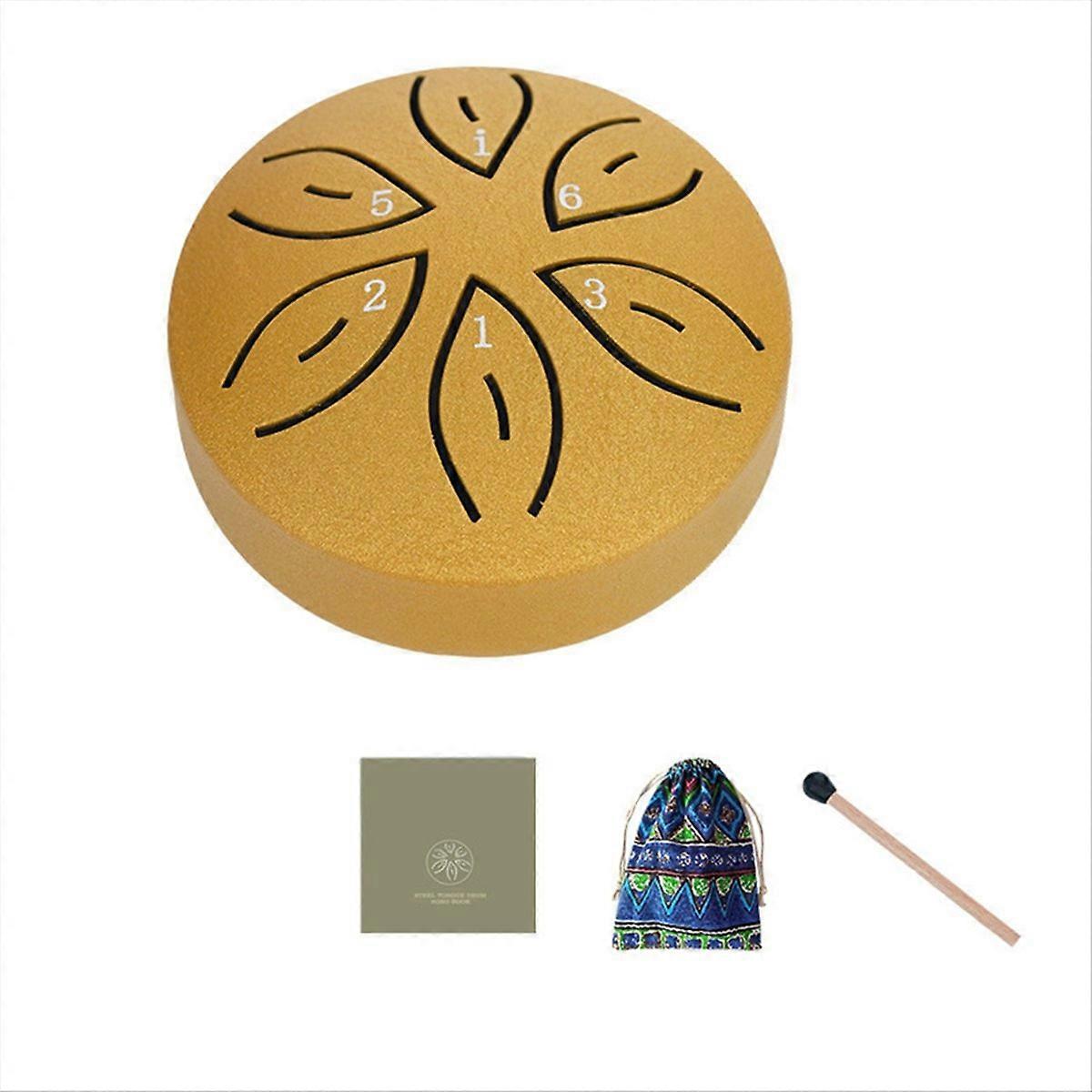 Orff Instruments Crafts Mini Tambor Oco 3 Polegadas 6 Tom Ouro