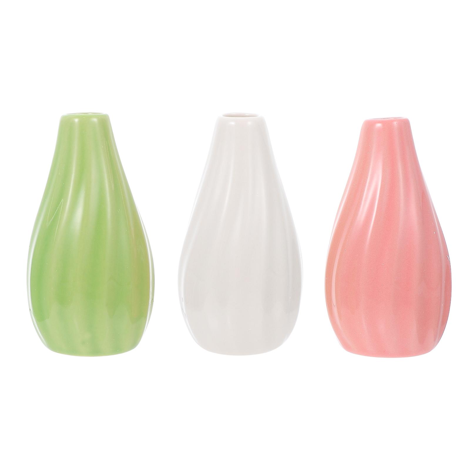Ceramics Vase Hydroponic Style Decorative Function 3Pcs Miniature Vase