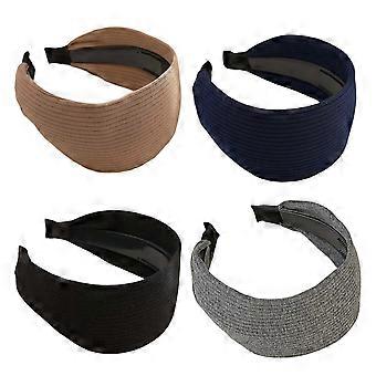 4-delige set extra brede hoofdbanden uit de Edge Series, dameshoofdband met doodskopmotief, brede uitvoering, luxe haaraccessoire