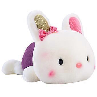 Purple Bunny Plush Pillow 11.8 Inch Stuffed Animal Rabbit Cute Plushie Soft Comfort Travel Size