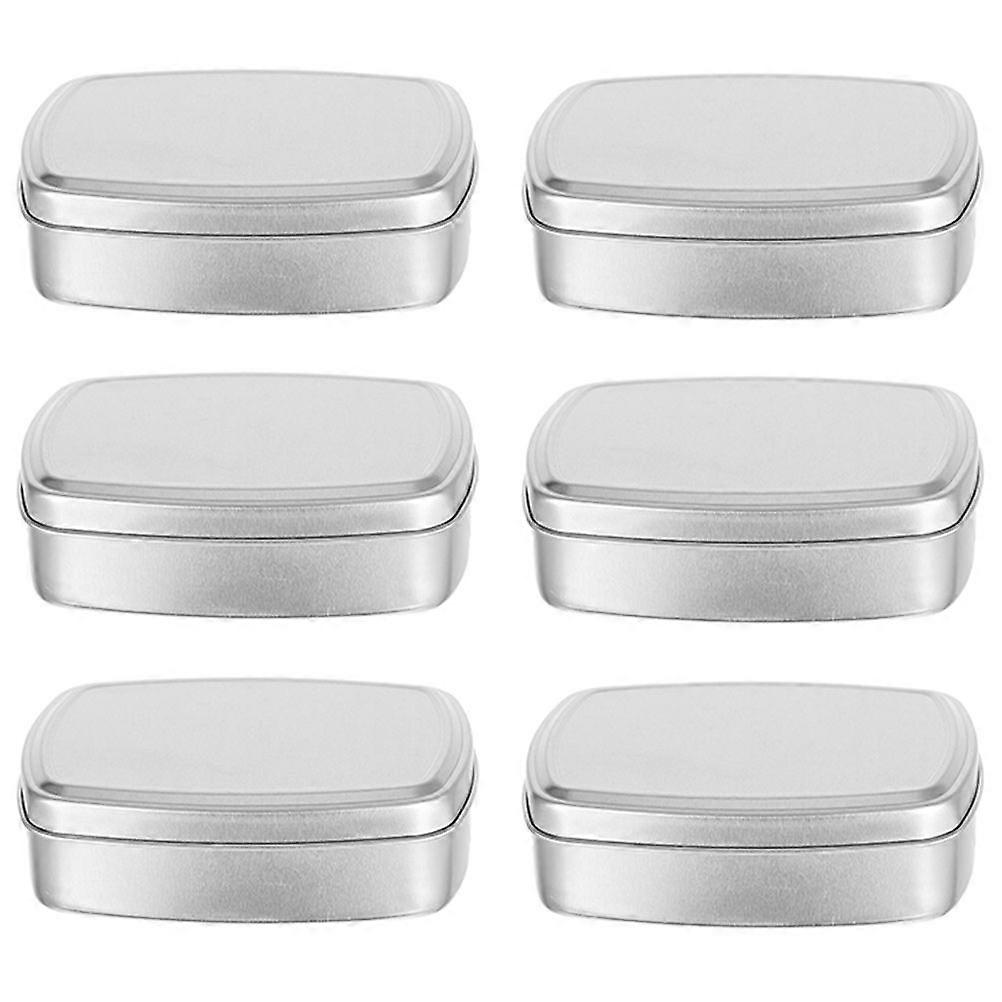 6pcs Metal Rectangular Empty Storage Box Aluminum Soap Boxes Metal Storage Boxes with Lids