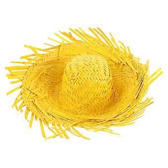 Cappello da sole giallo intrecciato, cappello da sole in paglia intrecciata a mano per decorazione, 1 pezzo