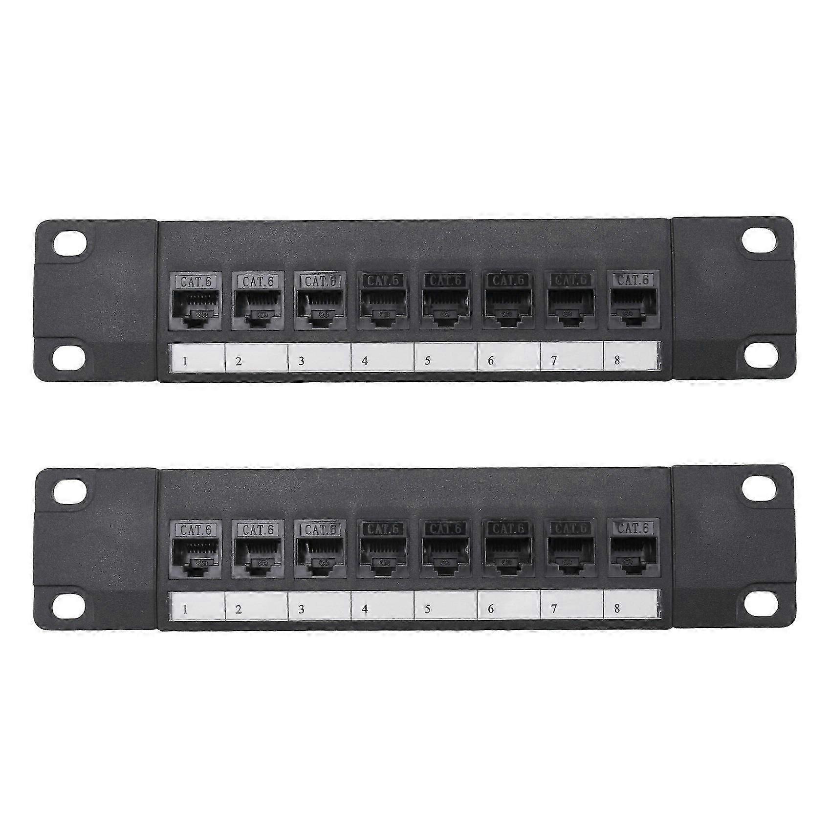 2X 8 Port Straight-Through CAT6 Patch Panel RJ45 Network Cable Adapter Jack Ethernet Distribution Frame
