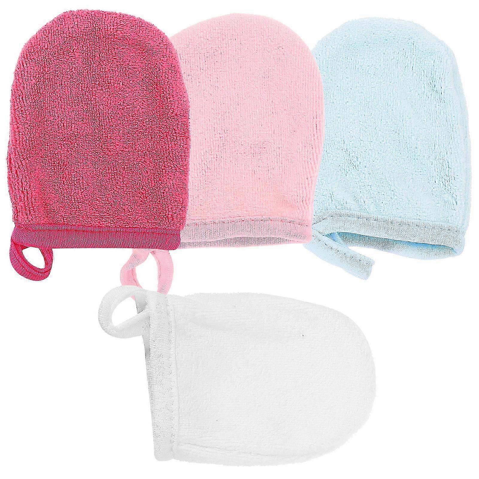 Makeup Remover Gloves Microfiber for Facial Cleaning 4Pcs Set