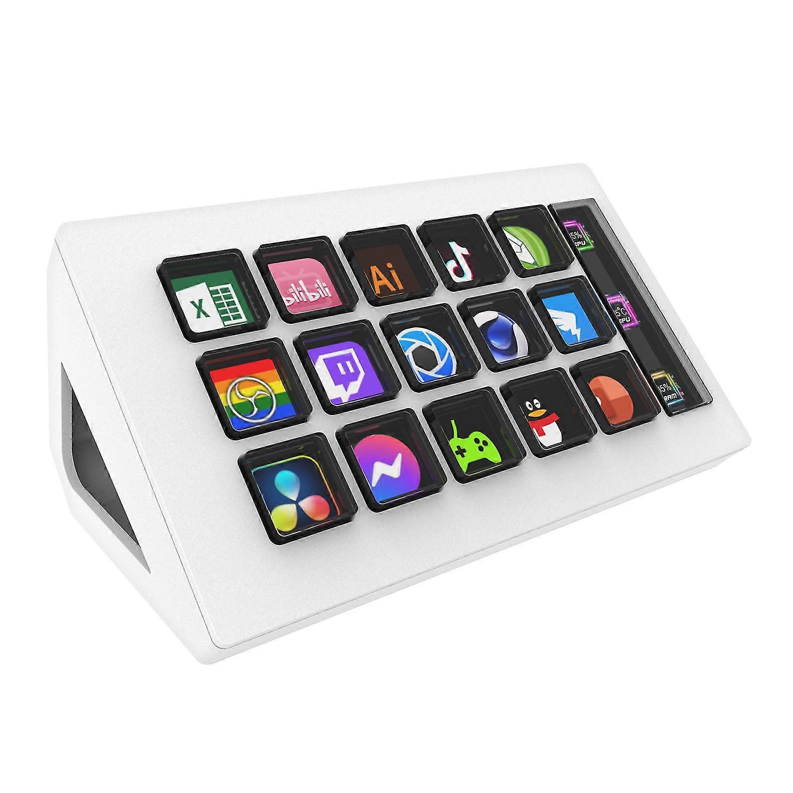 15 LCD Keys Visualable Stream Deck Keyboard Easy Using Live Streaming Control Deck for Gamers Streamers_mpn