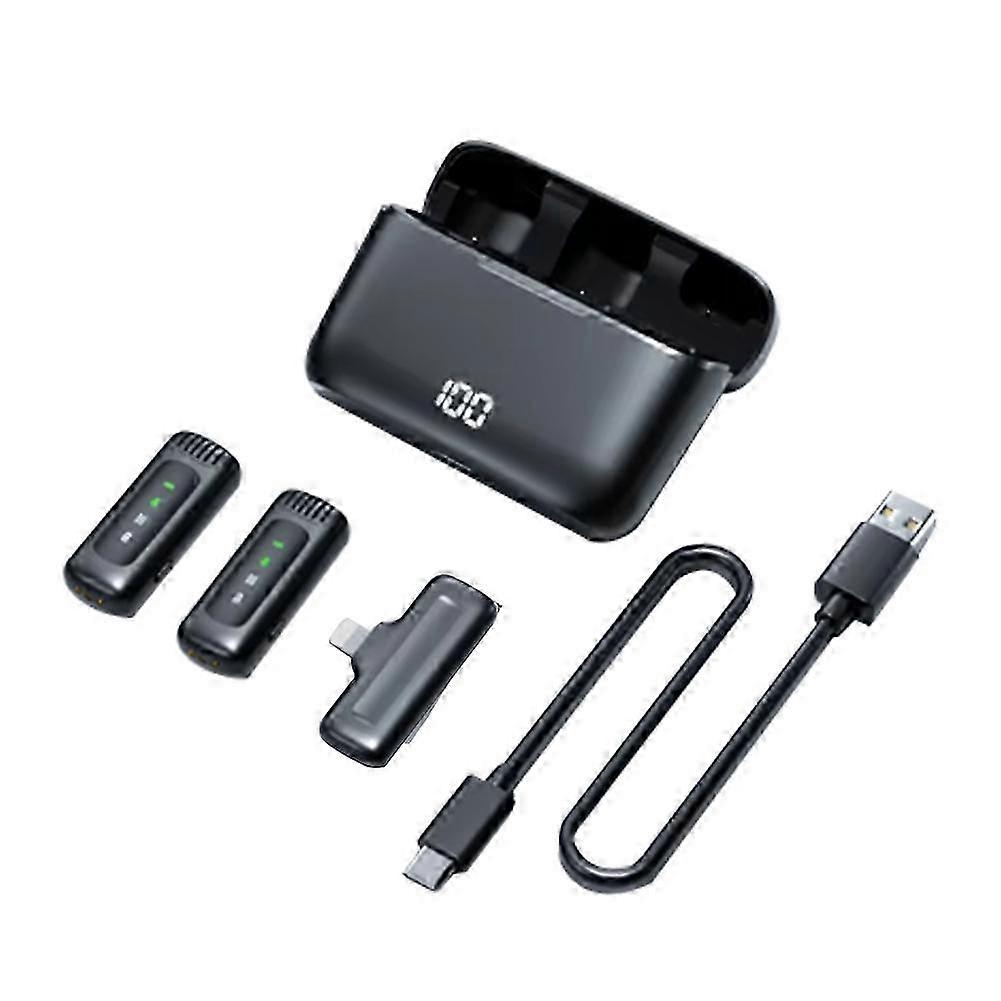 Wireless Lapel Microphone Portable Noise Reduction Audio Recording with Charging Box compatible with Interface