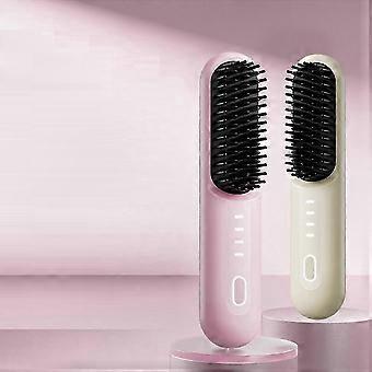 Cordless Hair Straightening Brush, Negative Ion Travel Styler, Ceramic Plate Flat Iron, Compact Lightweight Hair Tool