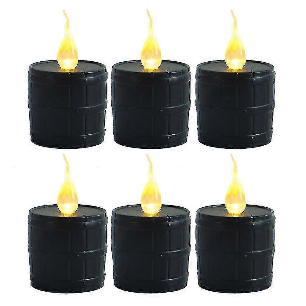 Led Candles Tea Lights Creative Design Barrel Shape 6Pcs