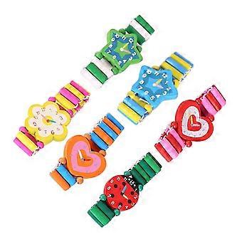6 Pz Kidcraft Playset Cartoon Ristwatches Legno Crafs Orologio In Legno Simulazione Orologio Orologio Per Bambini