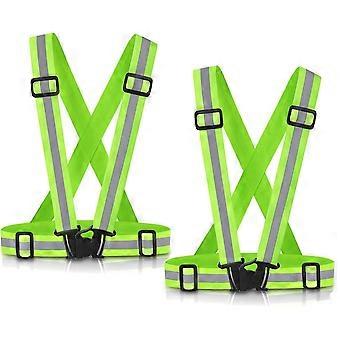 Reflective Vest 2 Pack, High Visibility Adjustable Safety Vest for Nighttime Running, Biking, Motorcycle, Dog Walking, Fits Men Women Kids