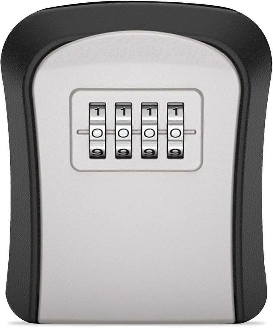 Safe Box 4 Digit Code Lock-Storage Key Box Outdoor Wall Mounted Security Password Key Box 4 Combination Code Key Storage Lock Box(grey)