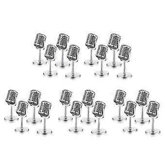 Conjunto de 20 Microfones Retrô, Modelo Vintage, Microfone Antigo, Brinquedo, Decoração de Palco e Mesa, Cor Prateada