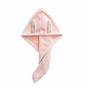 Kaninører Hår Turban Super Absorberende Turban Rask Tørr Turban Med Knapp For Kvinner Jente (2 stk, Rosa + lilla)