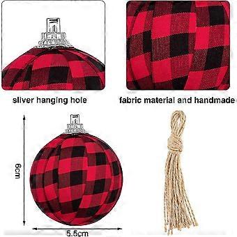 Farmhouse Buffalo Plaid Fabric Ball Ornament Decorative Plaid Ball Ornaments Hanging Ornament For Farmhouse Decoration Supplies (white And Black,12 Pi