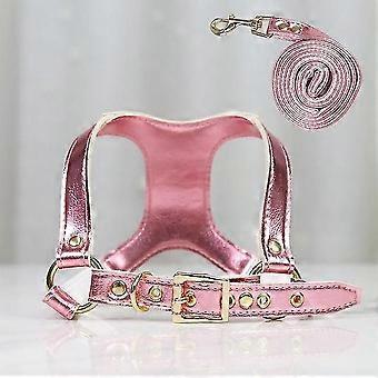 Soft Leather Dog Collar and Leash Set Adjustable Lengths Leash for Small Medium Large Dogs Size S