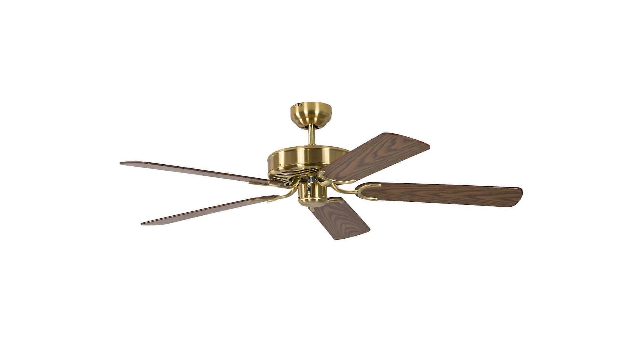 Deckenventilator Potkuri Messing seidenmatt / Eiche